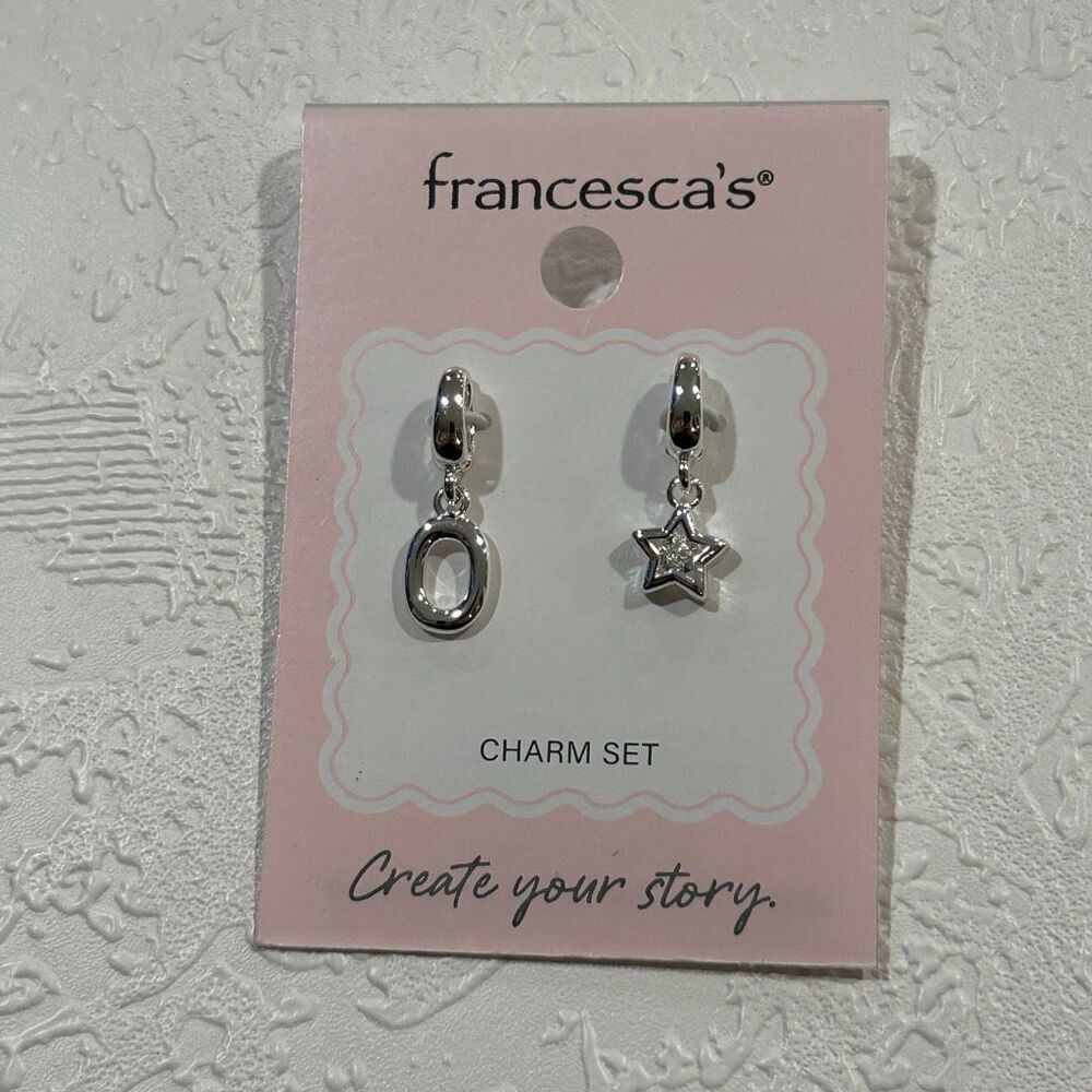 Francesca’s Silver Charm Set Star & Number 0 Hoop Charms Dainty Luxe Jewelry